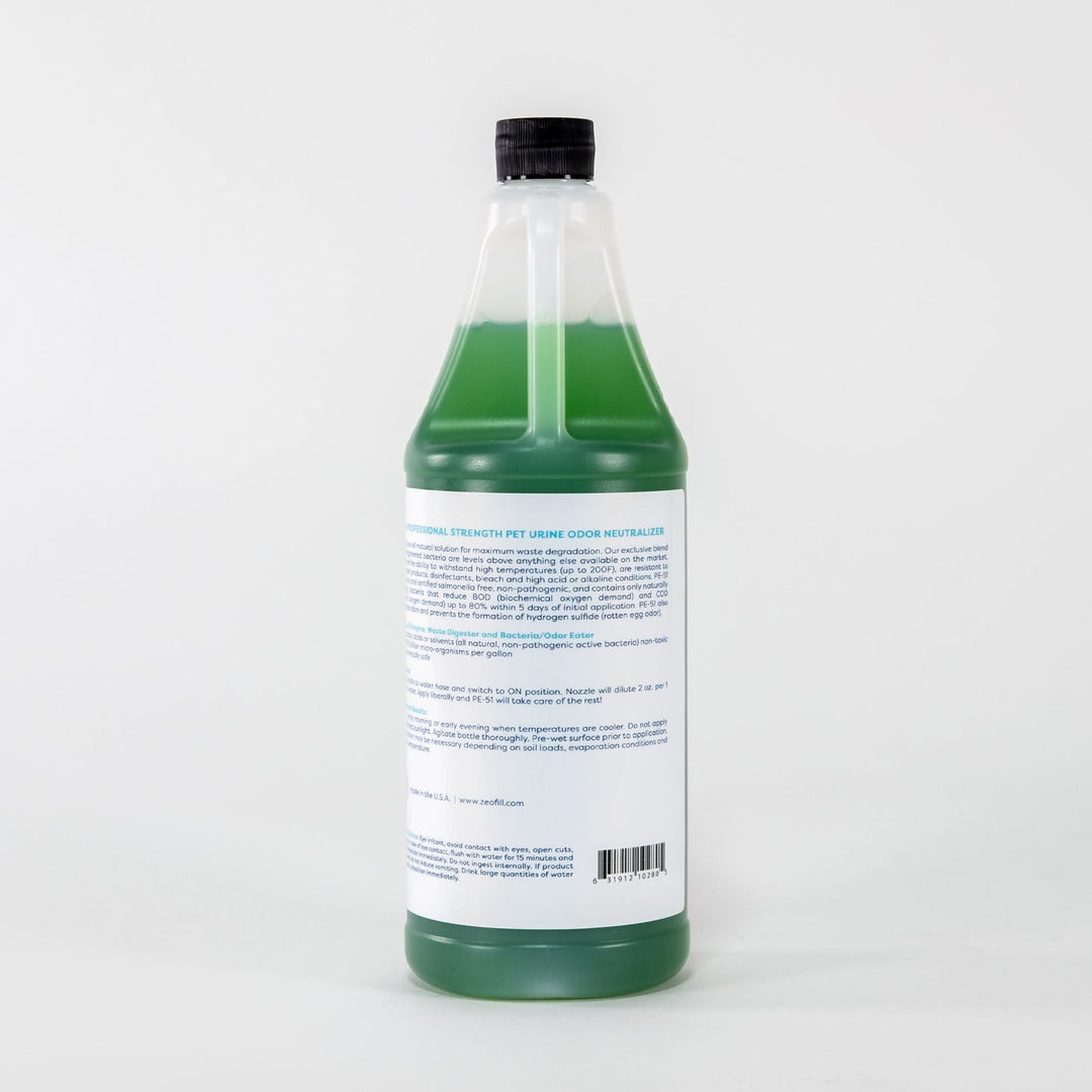 Image of PE-51 32oz bottle back view of label. 